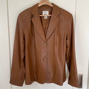 VAKKO leather blazer for Saks Fifth Ave, lined, Caramel, Large